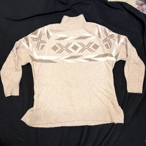 Calvin Klein Women's L Geometric Knit Mock Neck‎ Pullover Sweater